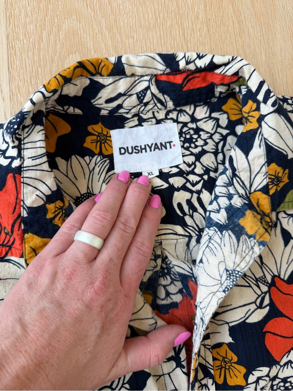 Dushyant Floral Short-Sleeve Button-Down Shirt XL - Picture 5 of 6